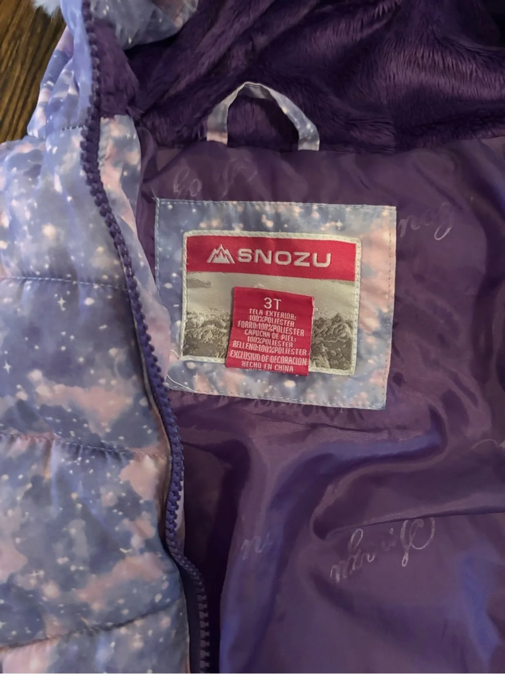 Snozu Girls' Lavender & Light Pink Faux-Fur Hooded Puffer Jacket